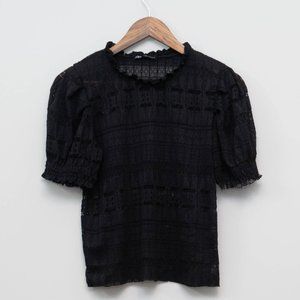 Black Lace Puff Sleeve Top / Zara Medium